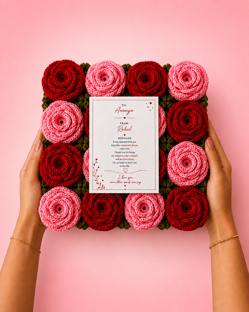 Luxury Crochet Flower Box | Personalized Romantic Gift