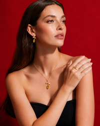 Golden Tulip Crystal Pendant Necklace