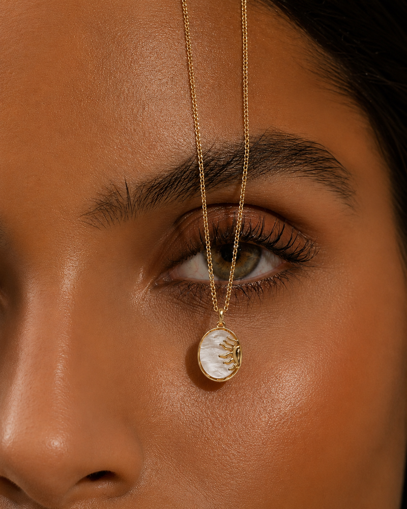 Golden Sunbeam Pearl Pendant Necklace