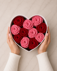 Crochet Roses Heart Box with Personalized Card