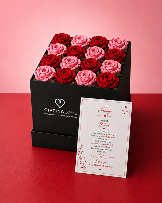 Luxury Crochet Flower Box | Personalized Romantic Gift