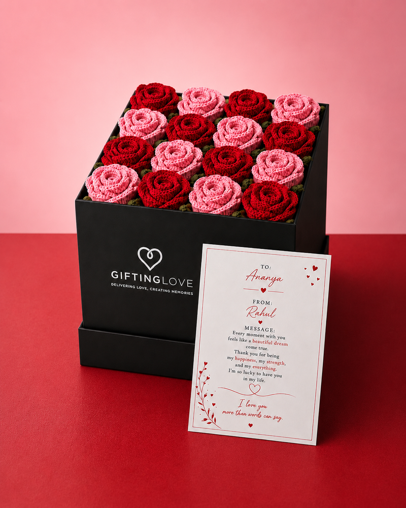 Luxury Crochet Flower Box | Personalized Romantic Gift
