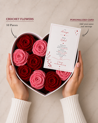 Crochet Roses Heart Box with Personalized Card