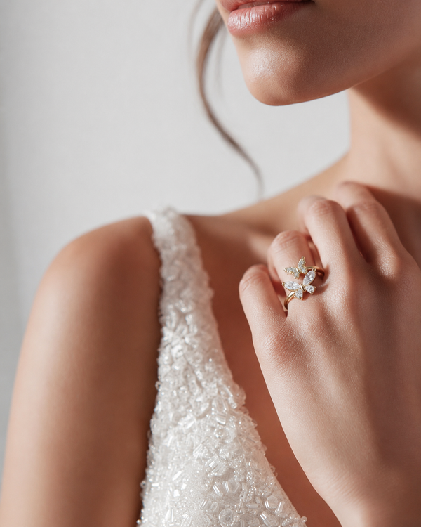 Golden Butterfly Adjustable Ring