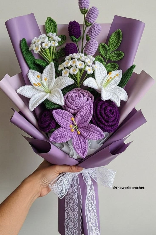 Lavender Dream Crochet Flower Bouquet