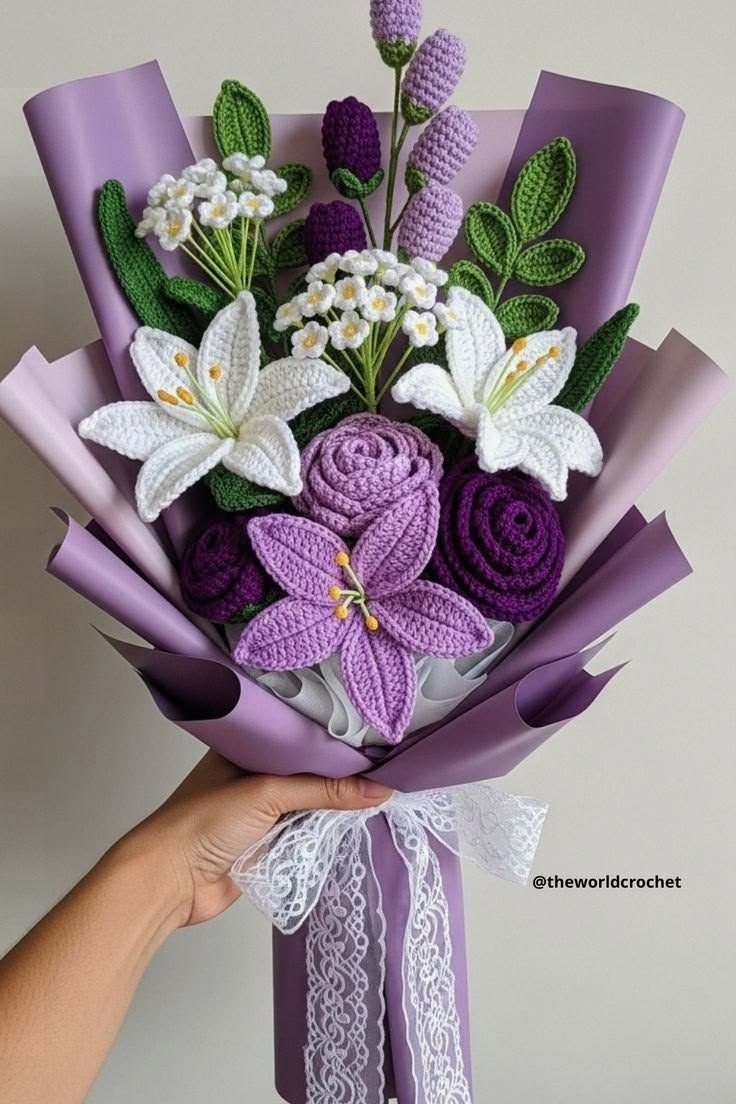 Lavender Dream Crochet Flower Bouquet