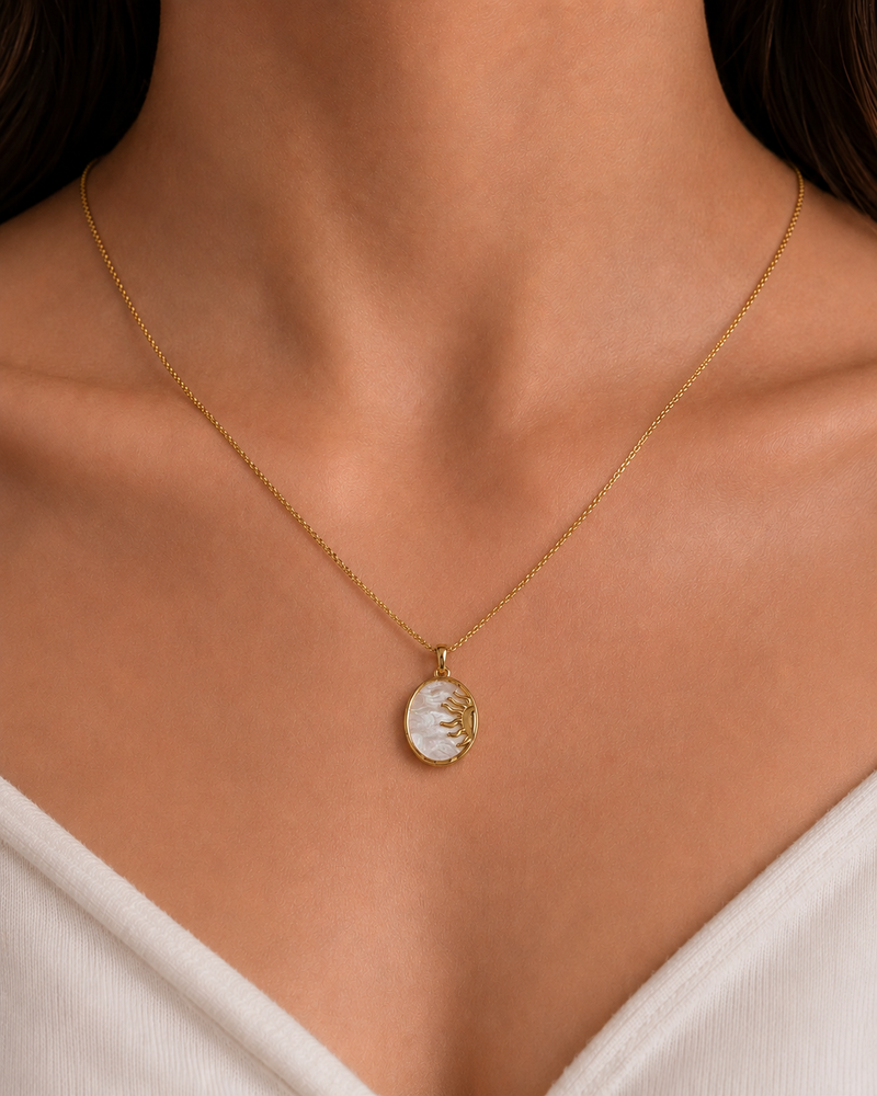 Golden Sunbeam Pearl Pendant Necklace