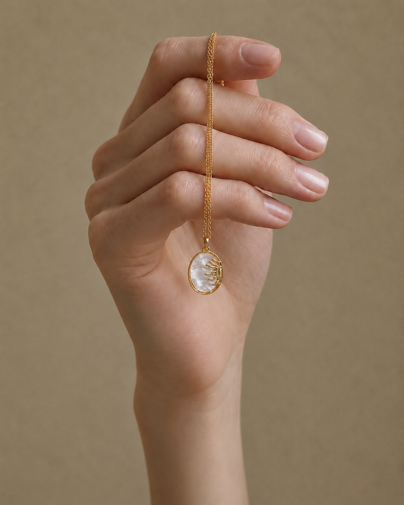 Golden Sunbeam Pearl Pendant Necklace