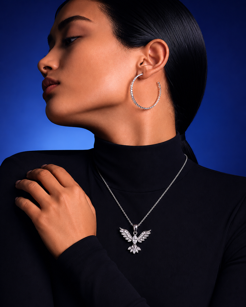 Celestial Angel Wing Pendant Necklace