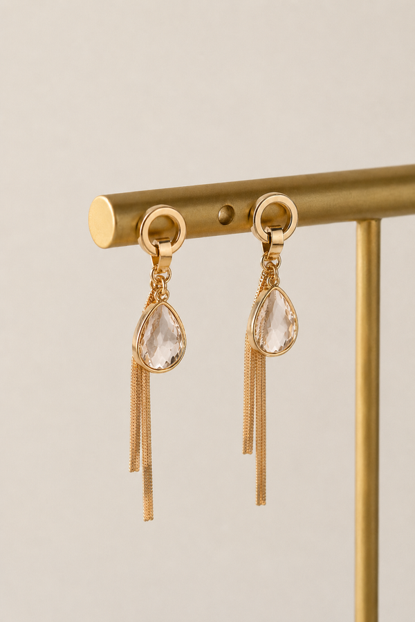 Veloura Crystal Tassel Earrings