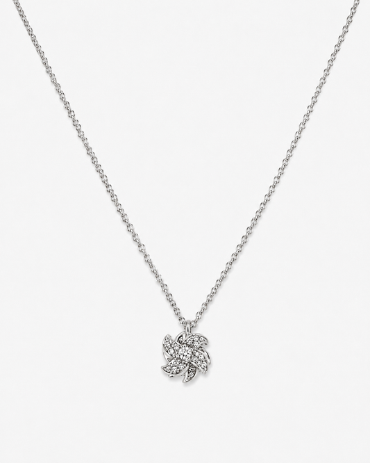 Sparkling Floral Swirl Pendant Necklace