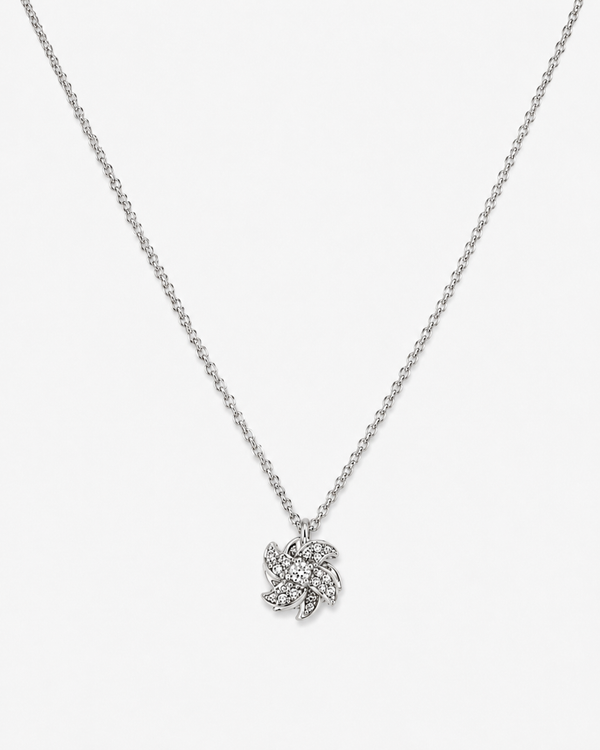 Sparkling Floral Swirl Pendant Necklace