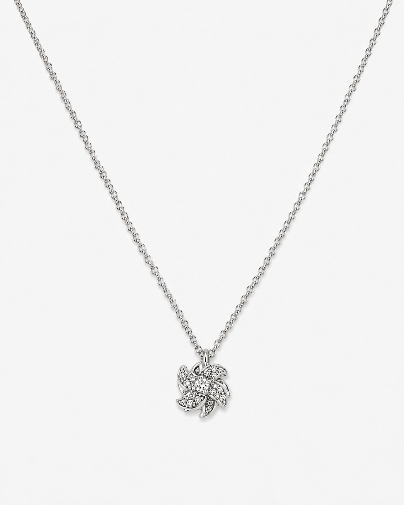 Sparkling Floral Swirl Pendant Necklace