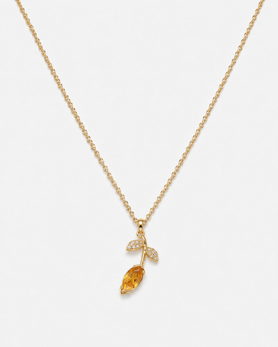 Golden Tulip Crystal Pendant Necklace