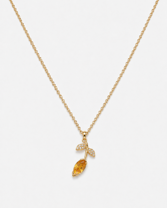 Golden Tulip Crystal Pendant Necklace