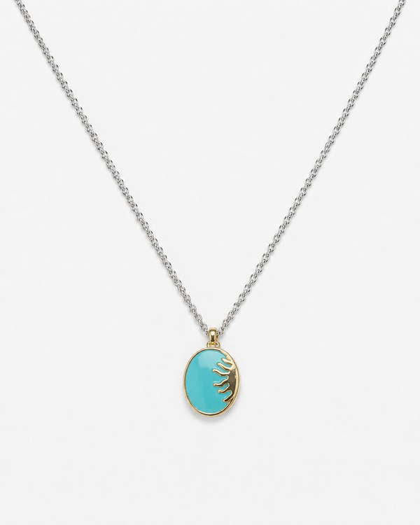 Ocean Glow Oval Pendant Necklace