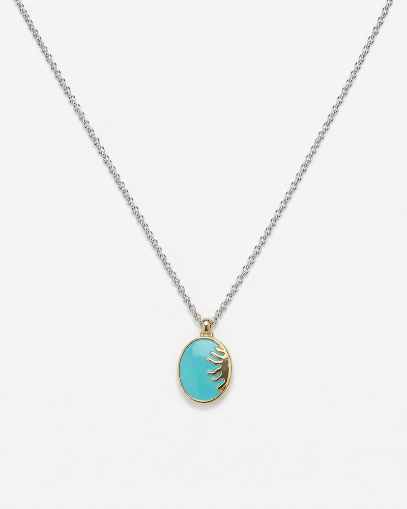 Ocean Glow Oval Pendant Necklace